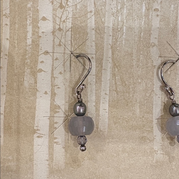 Sundance Catalog Faceted Chalcedony, Pearl & Iolite Sterling Silver Earrings-New - Picture 2 of 5